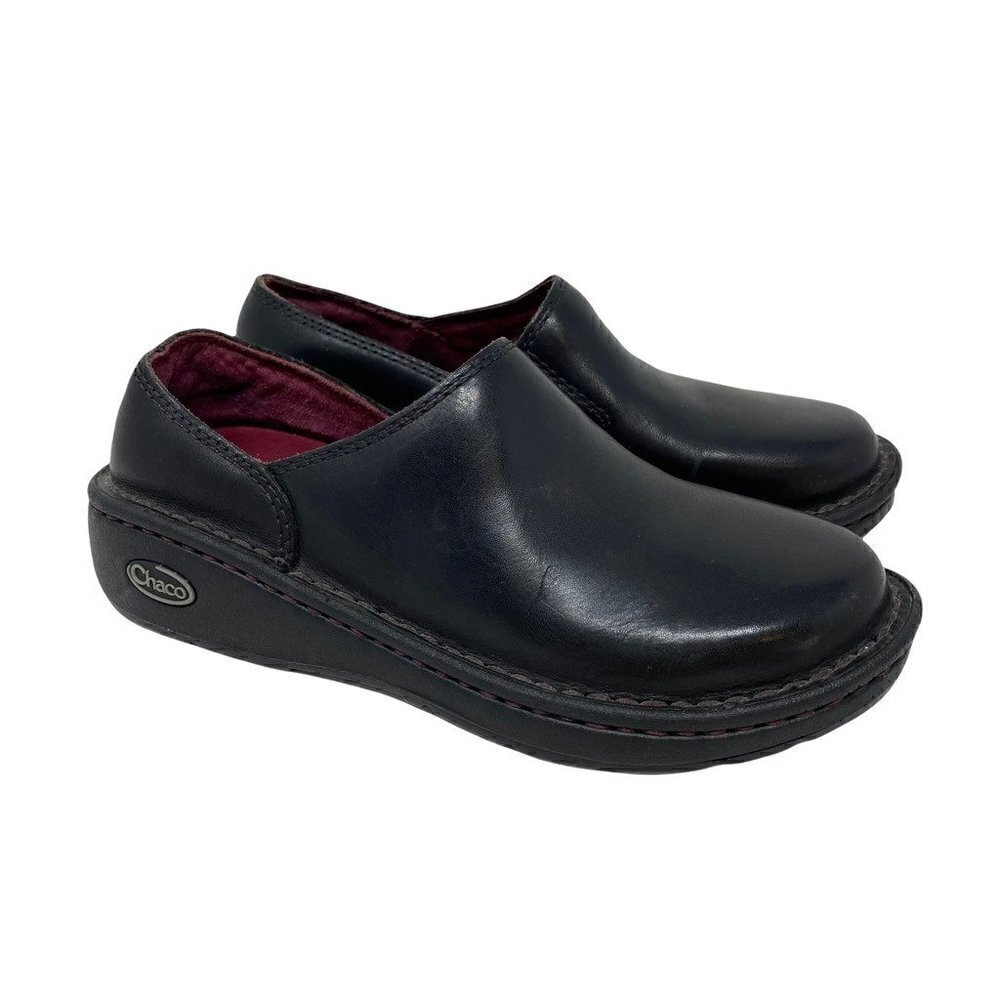 Chaco Womens Zaagh Gunnison Loafers Flats Shoes Black Leather Slip On Comfort 6